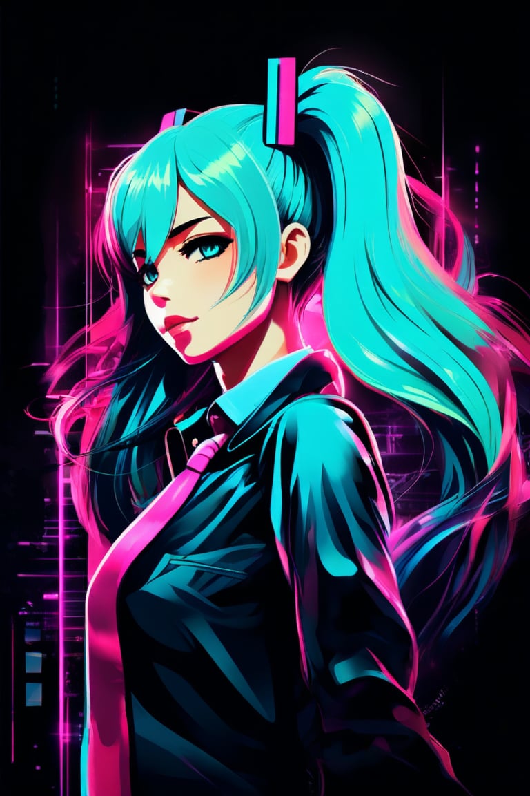 cover painting banner hatsune_miku,  very long turquoise hair,  twintails by PrinteristArtGallery on Tensor.Art
