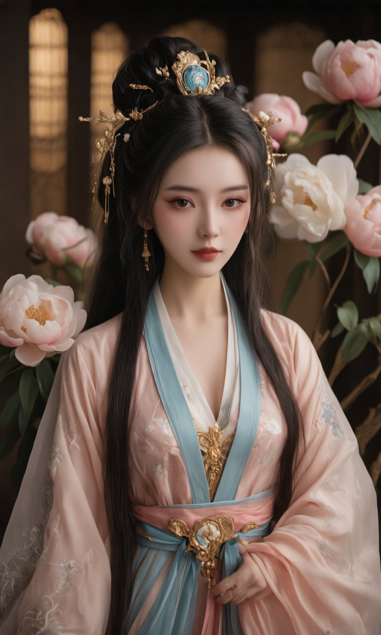 an ancient oriental beauty,  has a delicate face,  three-dimensional and exquisite facial features by user_883155931863491...