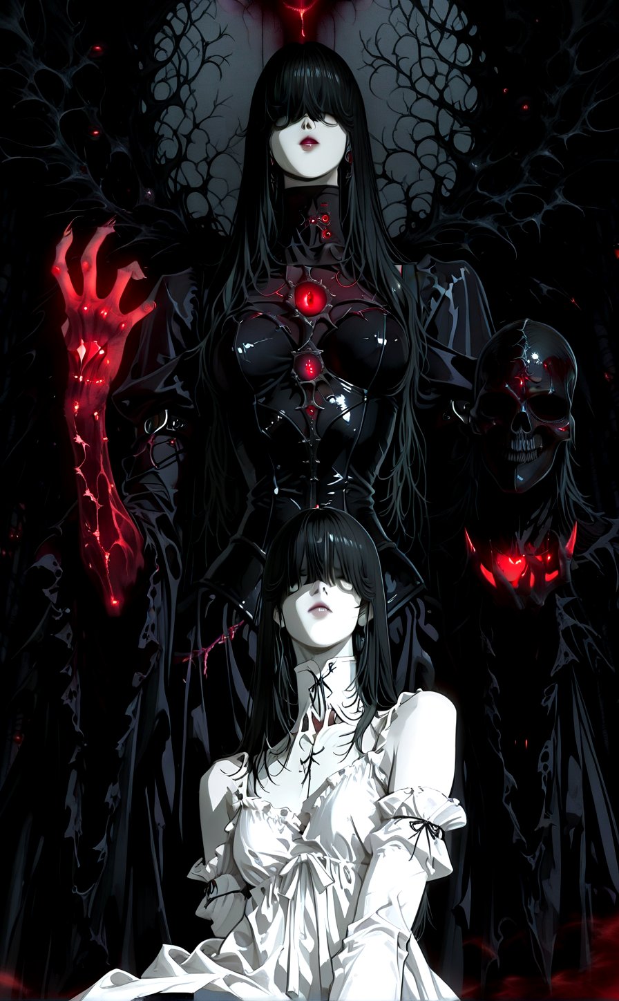 (ethereal dark tale by Tim Sale),  young anime yurei girl,  hazel eyes by 小天使 on Tensor.Art