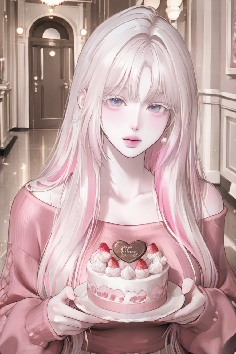 Long white hair ((Straight hair,  with bangs ,  curls at the ends of the hair)) by Pan on Tensor.Art