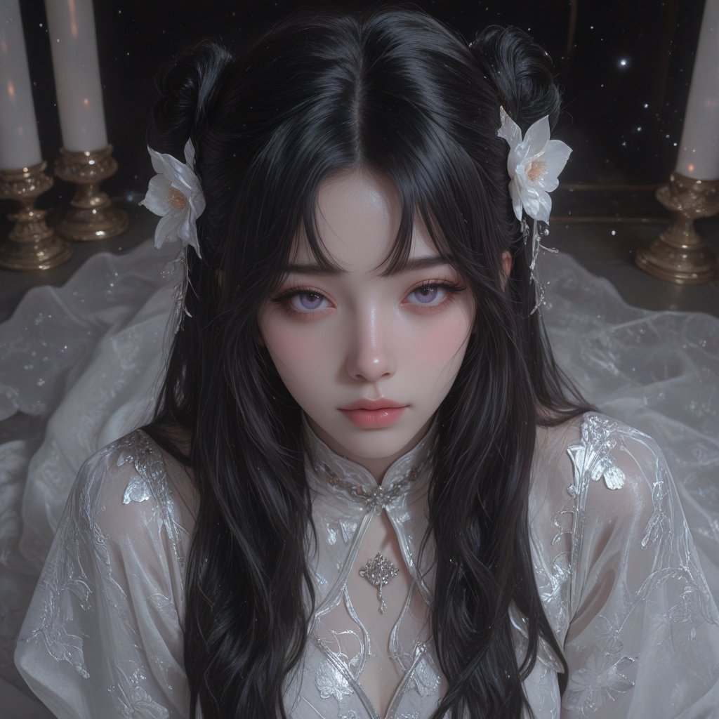 wrist shot,  high angle,  look at view. an alluring black-haired girl by HIMAWARI on Tensor.Art