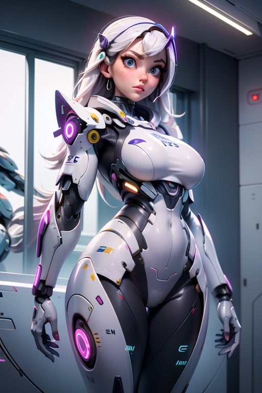 Arafed Woman In A Futuristic Suit Posing for A Photo,  In White Futuristic Armor,  Girl In Mecha Cyber Armor by KIMINITRIX...