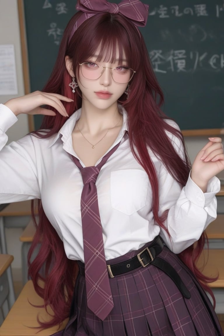 ((1 Woman)) ((1 Woman)) ((Long Purple-Red Hair Woman with Raspberry Highlights)) Long Purple-Red Hair Woman with Raspberry...