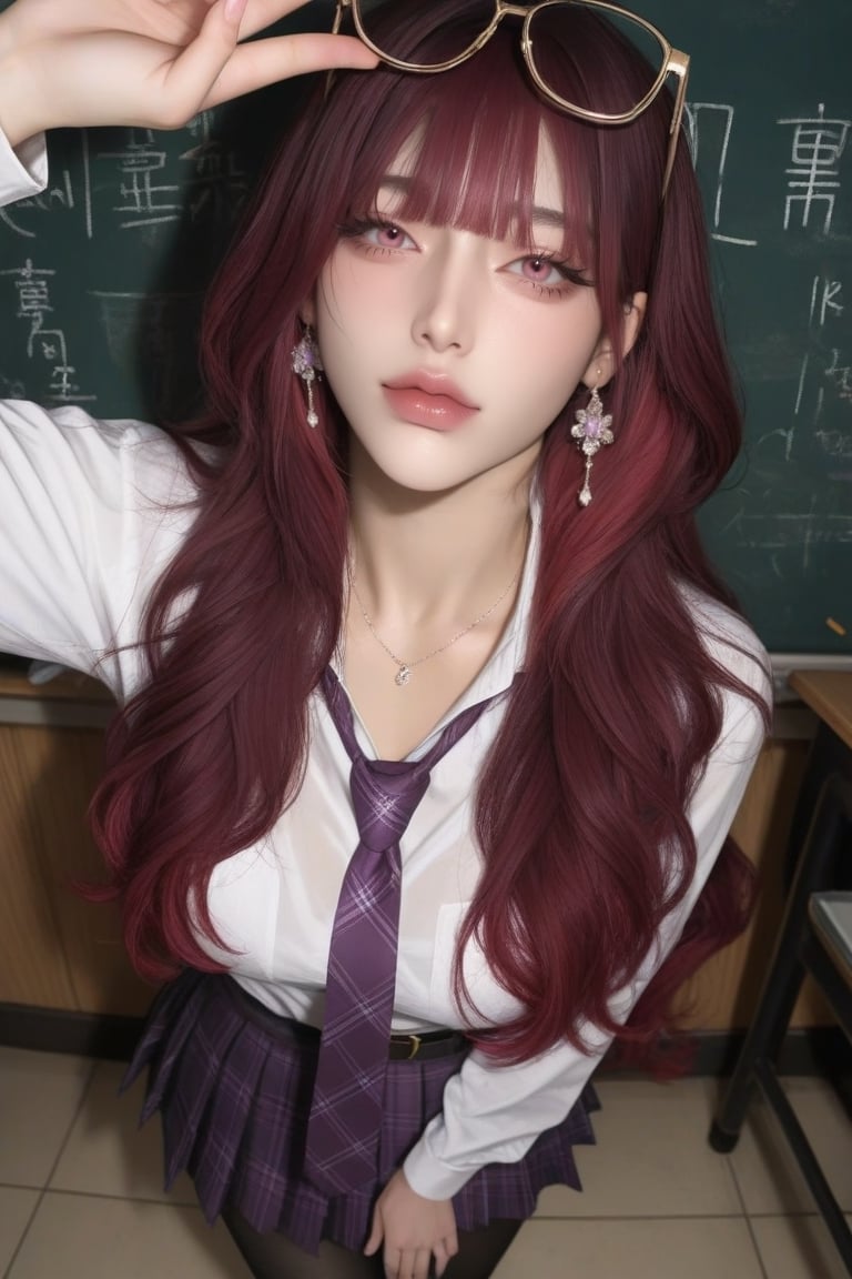 ((1 Woman)) ((1 Woman)) ((Long Purple-Red Hair Woman with Raspberry Highlights)) Long Purple-Red Hair Woman with Raspberry...