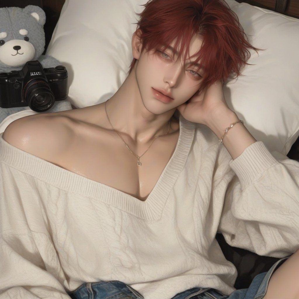 1 boy handsome and beautiful young man with (upper body) ,  1man ,  A handsome young man with a clear and gentle face and...