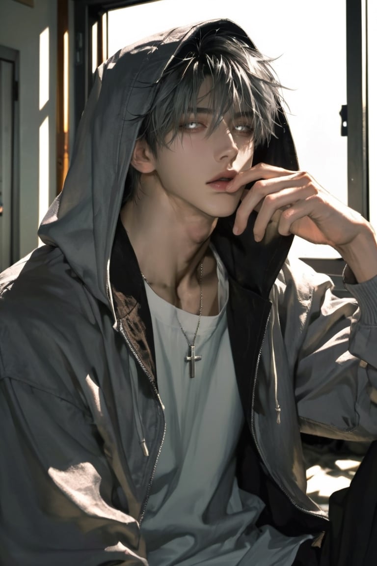 1 boy,  solo,  white eyes by จีจี้ on Tensor.Art