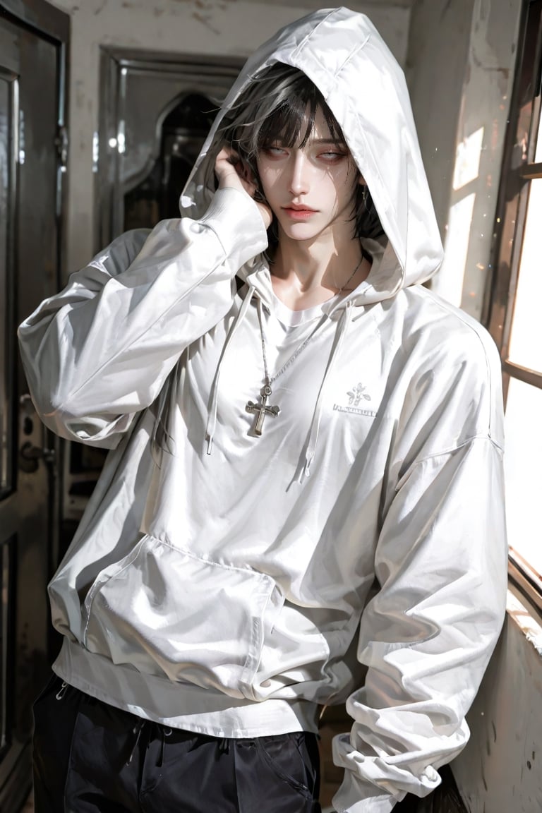 1 boy,  solo,  white eyes by จีจี้ on Tensor.Art