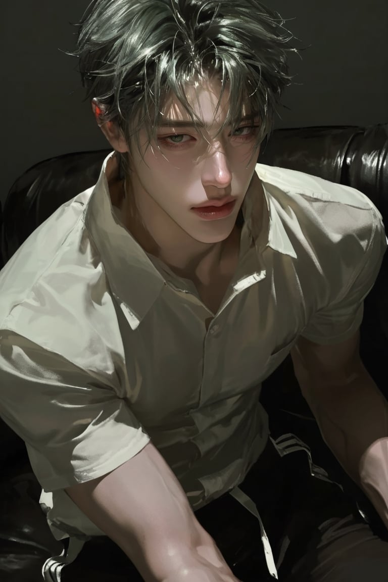 1 boy,  solo,  dark green eyes by N. on Tensor.Art