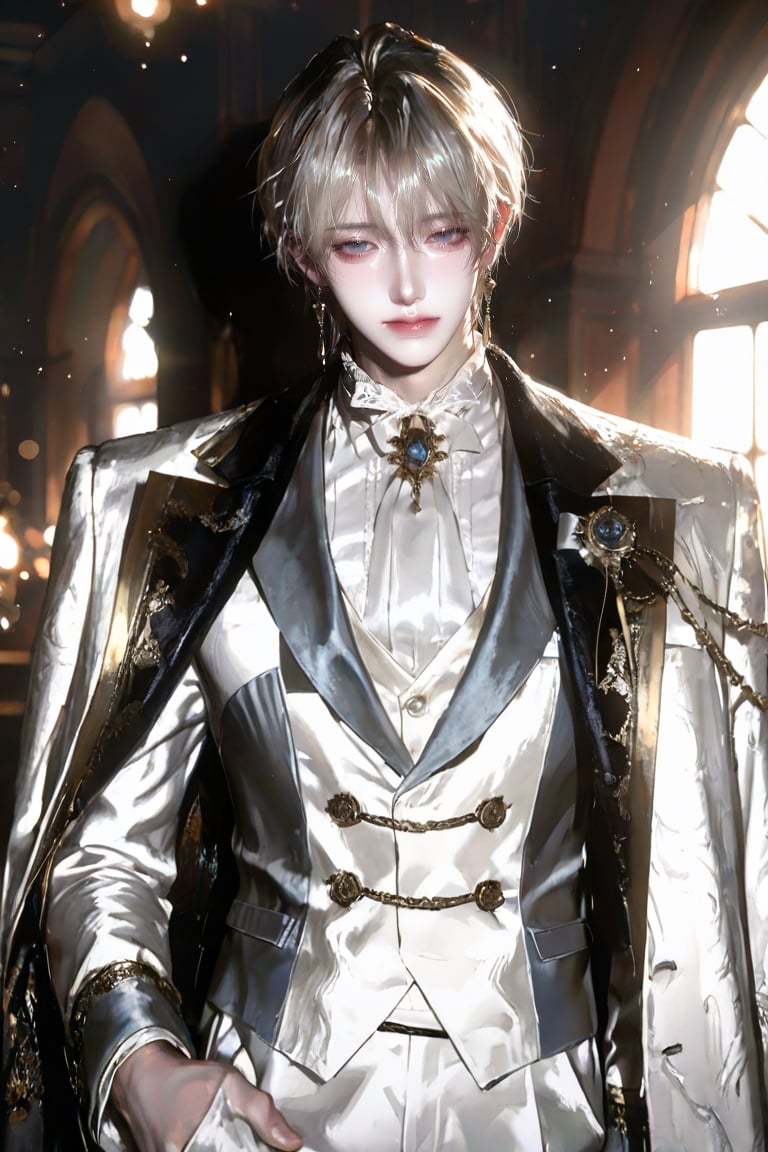 anime Boy,  Young handsome man around 20 years old with soft youthful facial features,  platinum blonde hair by user_93936...