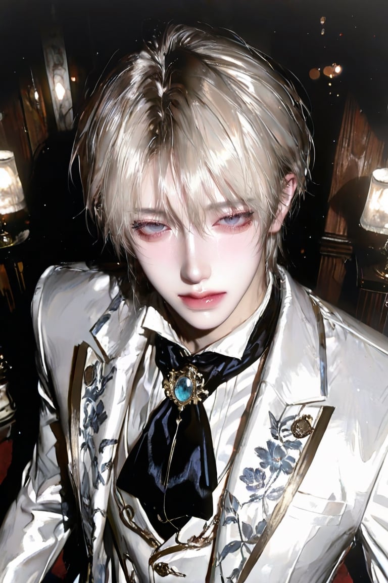anime Boy,  Young handsome man around 20 years old with soft youthful facial features,  platinum blonde hair by user_93936...