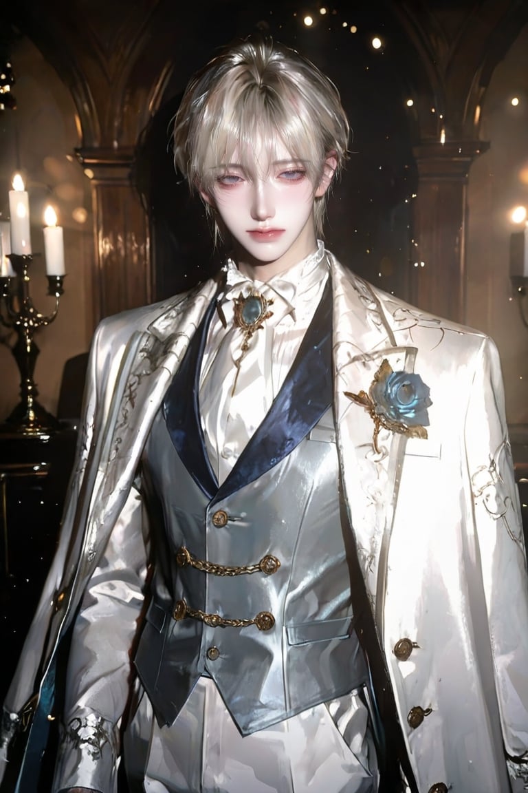 anime Boy,  Young handsome man around 20 years old with soft youthful facial features,  platinum blonde hair by user_93936...