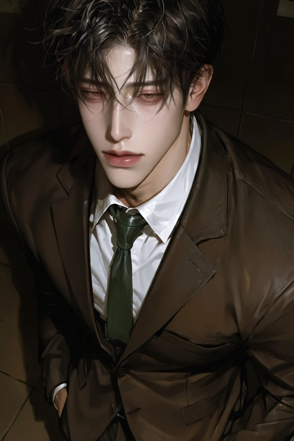 (half-closed eyes),  (mature-looking young man) ((((Teenage boy)))),  (((exceptionally handsome))) by Aanamiezz on Tensor.Art