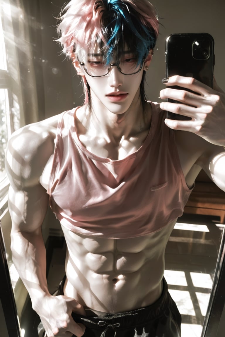 ((low angle shot)) POV perspective,  holding his girlfriend's hand ((*slightly pulling down his pants with one hand*)). In...