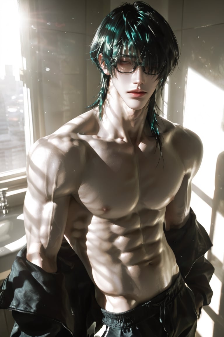 1 handsome man,  grey eyes,  Matcha green hair color by ต้อดกะต้อด on Tensor.Art