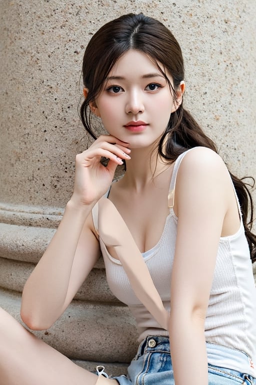 A Thin and plumpstunning young woman gazes directly into the camera lens,  Close-up shot,  gaze.score_9 by user_9510655753...