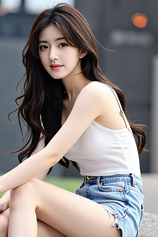 A Thin and plumpstunning young woman gazes directly into the camera lens,  Close-up shot,  gaze.score_9 by user_9510655753...