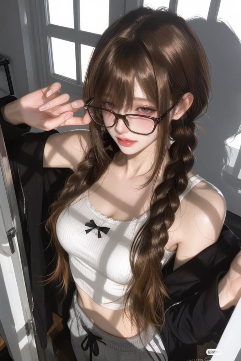 The photograph shows a single teenage girl with beautiful very long,  brown hair styled in a Hime (princess hairstyle) wit...