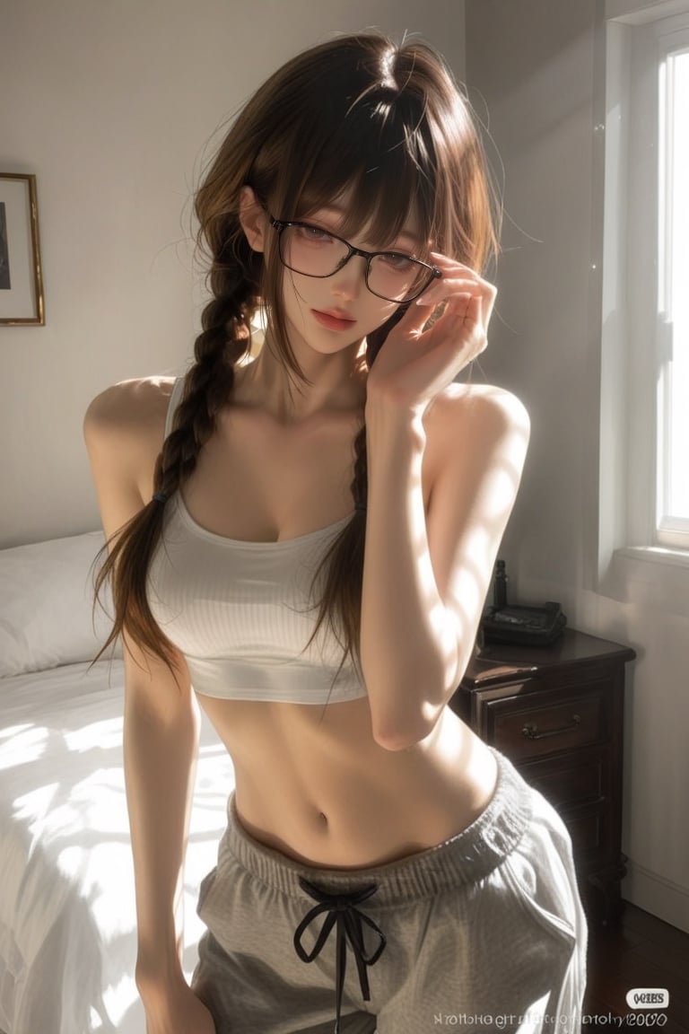 The photograph shows a single teenage girl with beautiful very long,  brown hair styled in a Hime (princess hairstyle) wit...