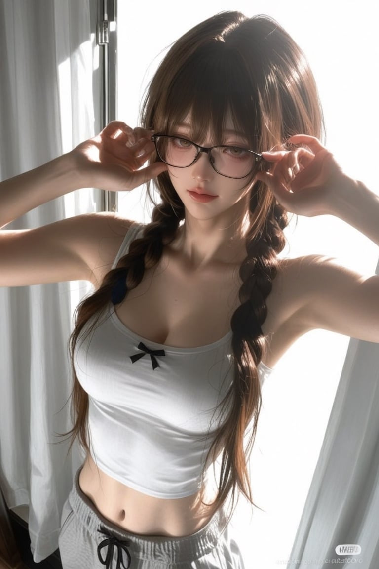 The photograph shows a single teenage girl with beautiful very long,  brown hair styled in a Hime (princess hairstyle) wit...