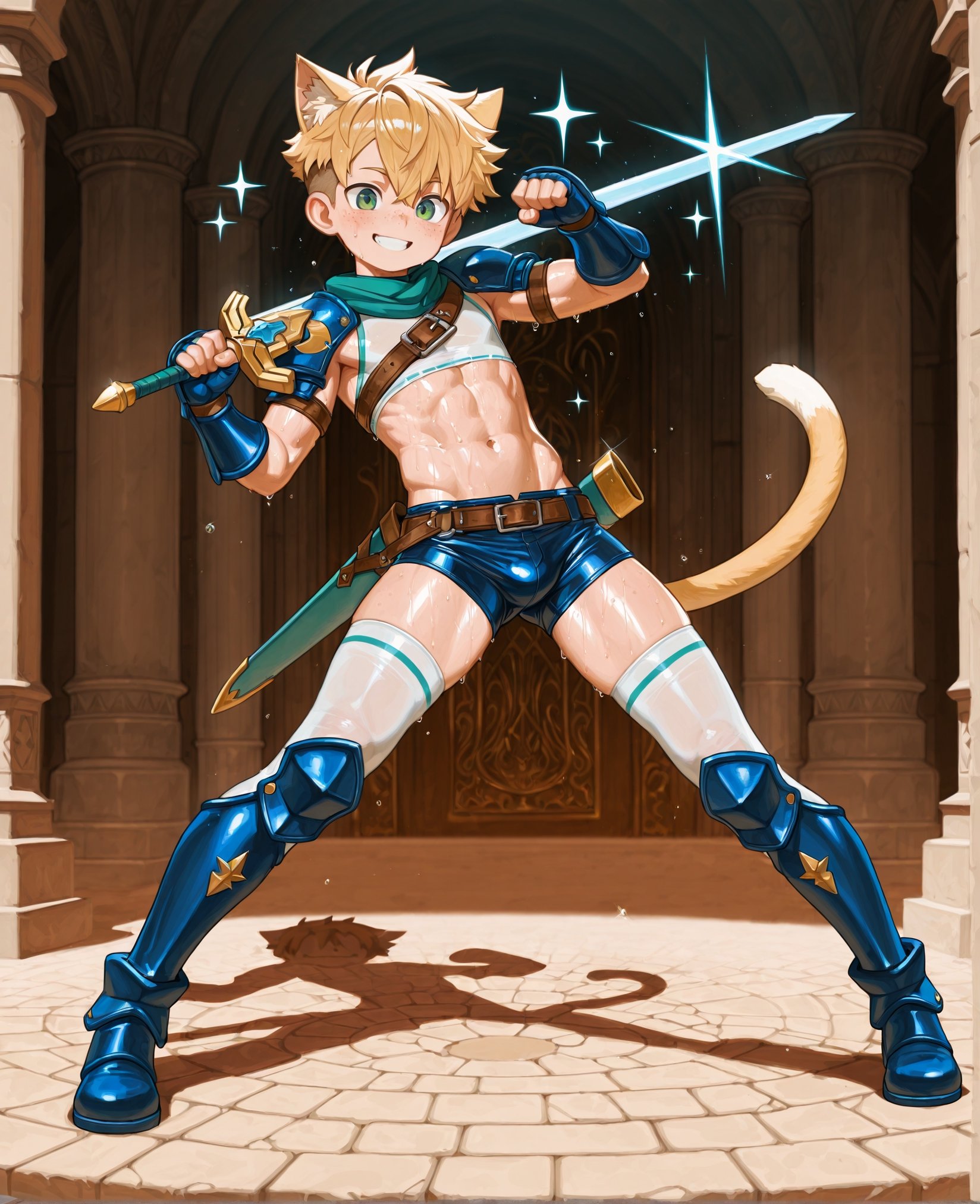 One solo singular character. Young male character,  young fantasy role playing anime cute boy character,  little boy fanta...