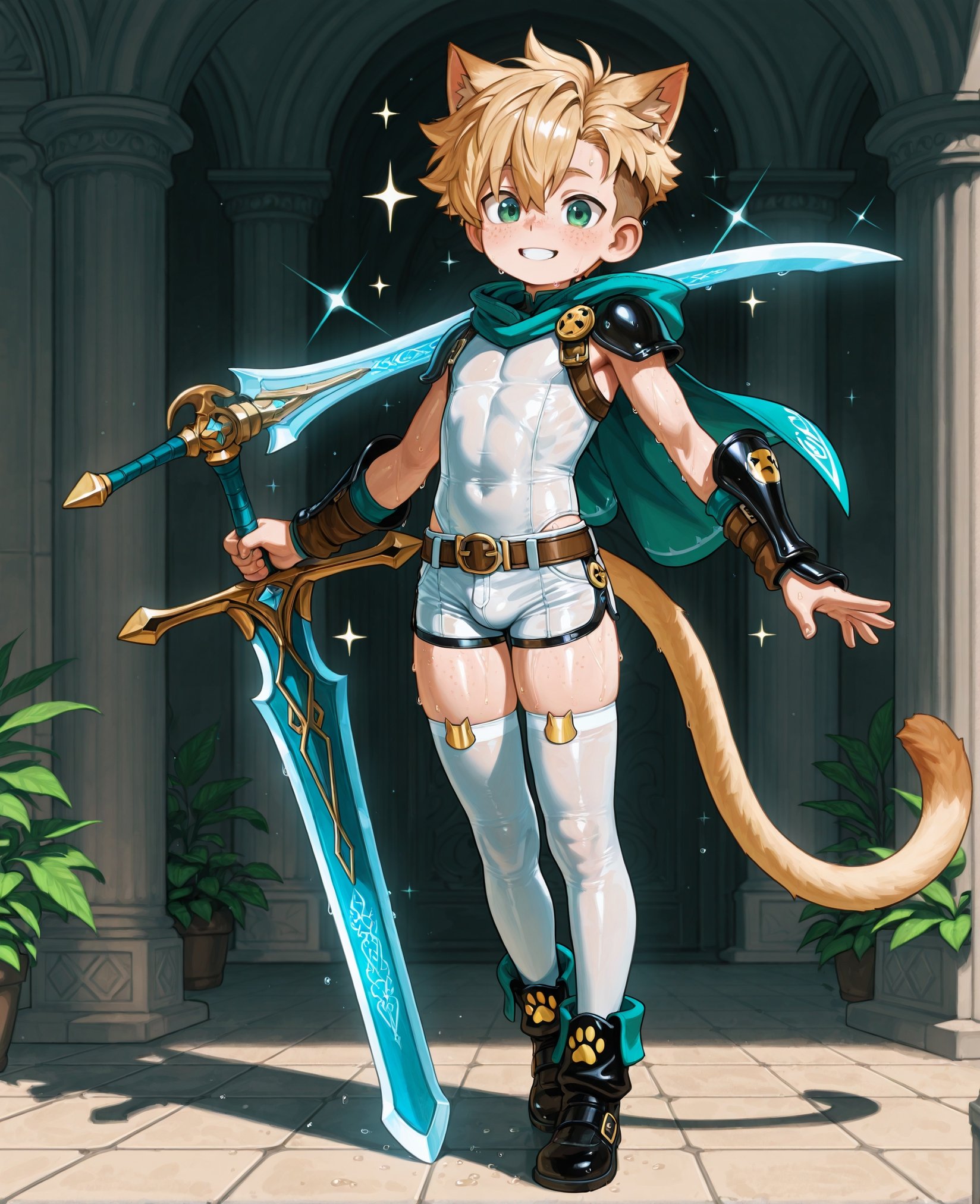 One solo singular character. Young male character,  young fantasy role playing anime cute boy character,  little boy fanta...