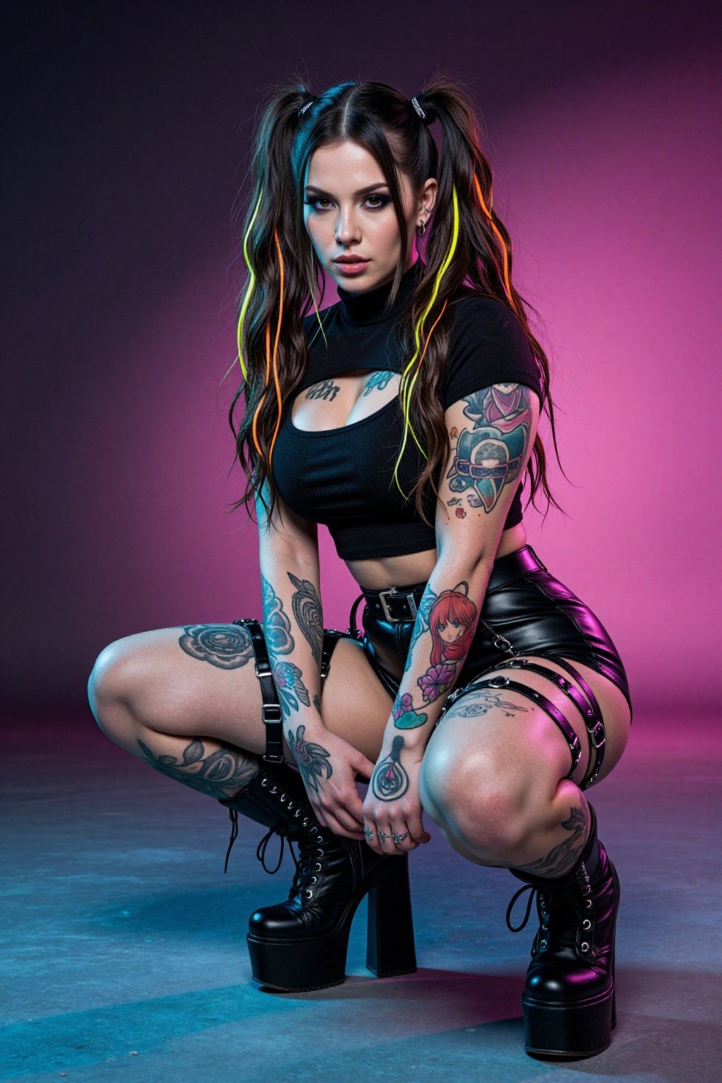 VISUAL ANALYSIS AND SURGICAL STRUCTURE - ULTRA REALISTIC OPTIMIZATION STYLE / AESTHETICS: Synthwave-punk studio portrait,...
