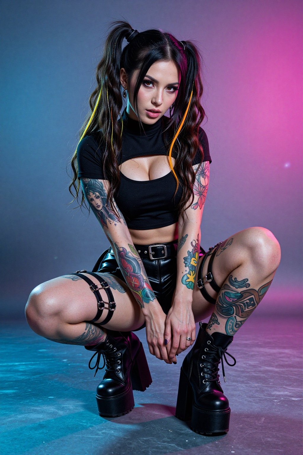VISUAL ANALYSIS AND SURGICAL STRUCTURE - ULTRA REALISTIC OPTIMIZATION STYLE / AESTHETICS: Synthwave-punk studio portrait,...