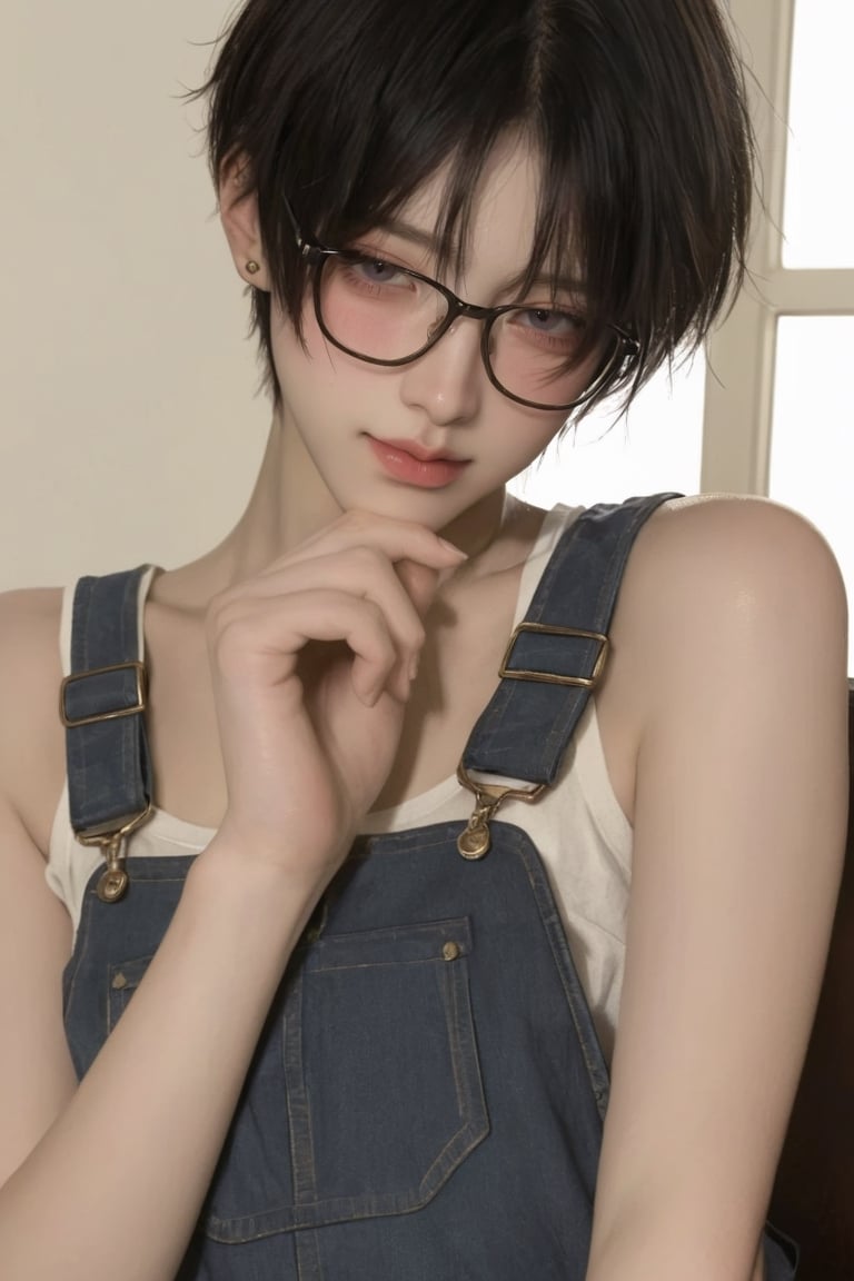 A tomboy girl,  around 172 cm tall,  with a soft and androgynous look. She has short by user_978264358754774137 on Tensor.Art