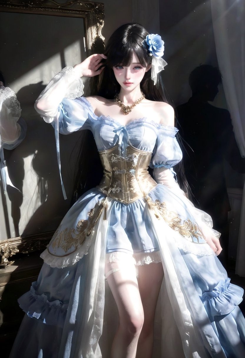 1 beautiful woman ,  black hair,  light blue eyes Overall Silhouette: This is a spectacular by Thu Ngân iu on Tensor.Art