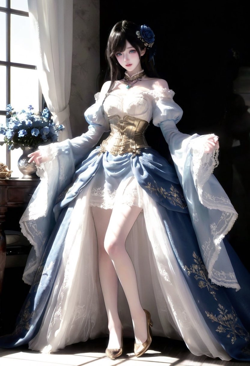1 beautiful woman ,  black hair,  light blue eyes Overall Silhouette: This is a spectacular by Thu Ngân iu on Tensor.Art
