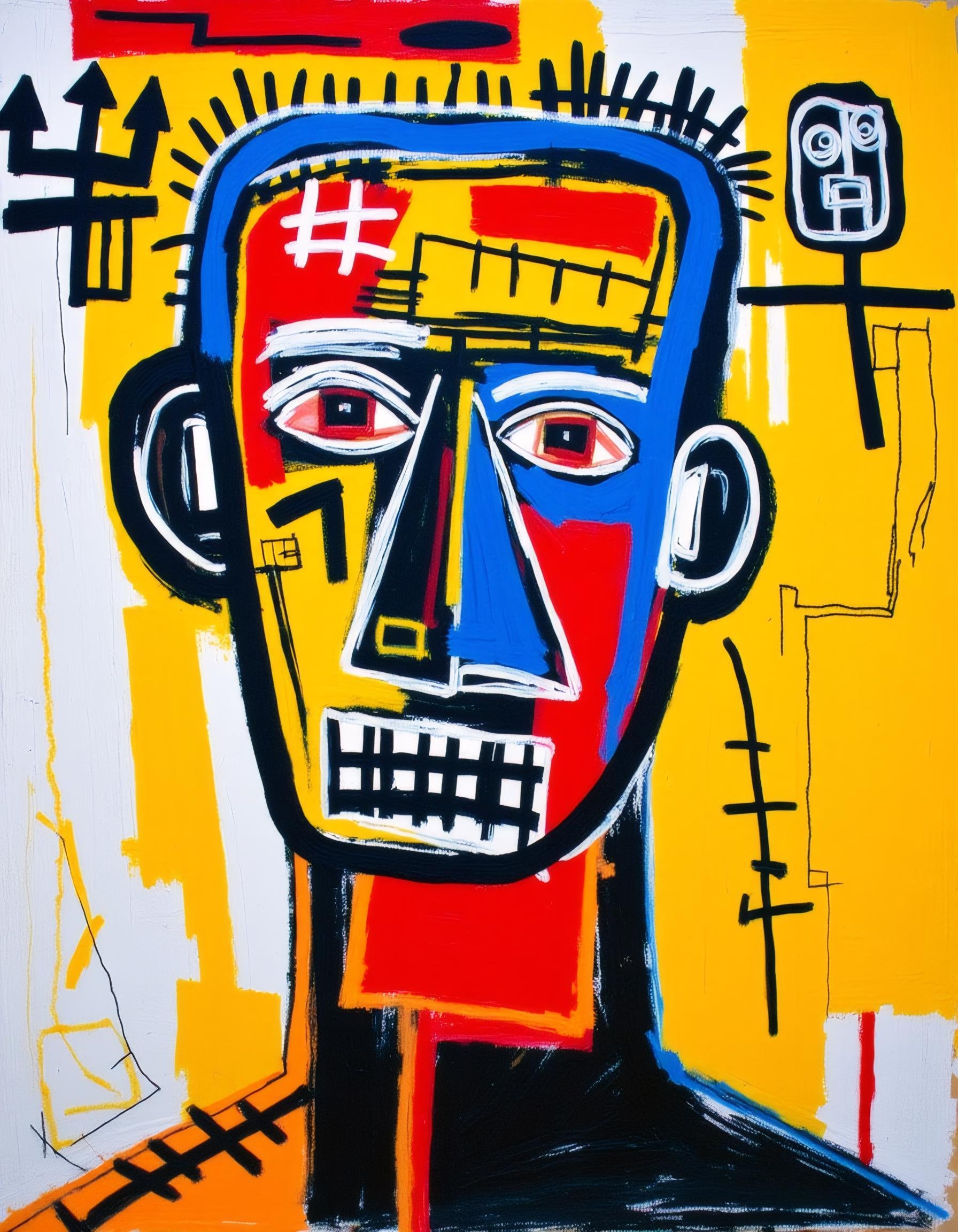 Jean-Michel Basquiat Style - 20th century abstract painting self portrait of Jean Michele Basquiat by MacrossManiac on Ten...