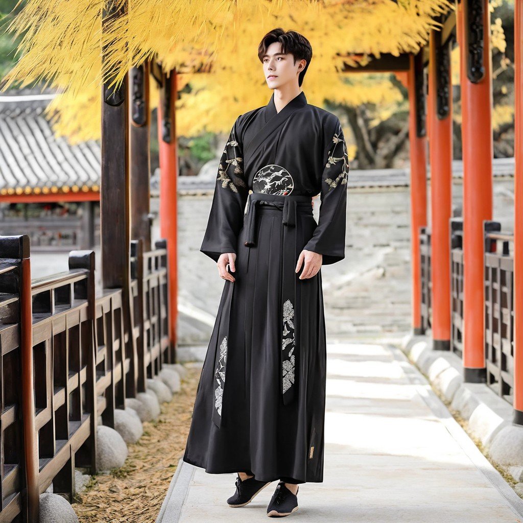 black hanfu,  hanfu,  gold tree model by miaomiao on Tensor.Art