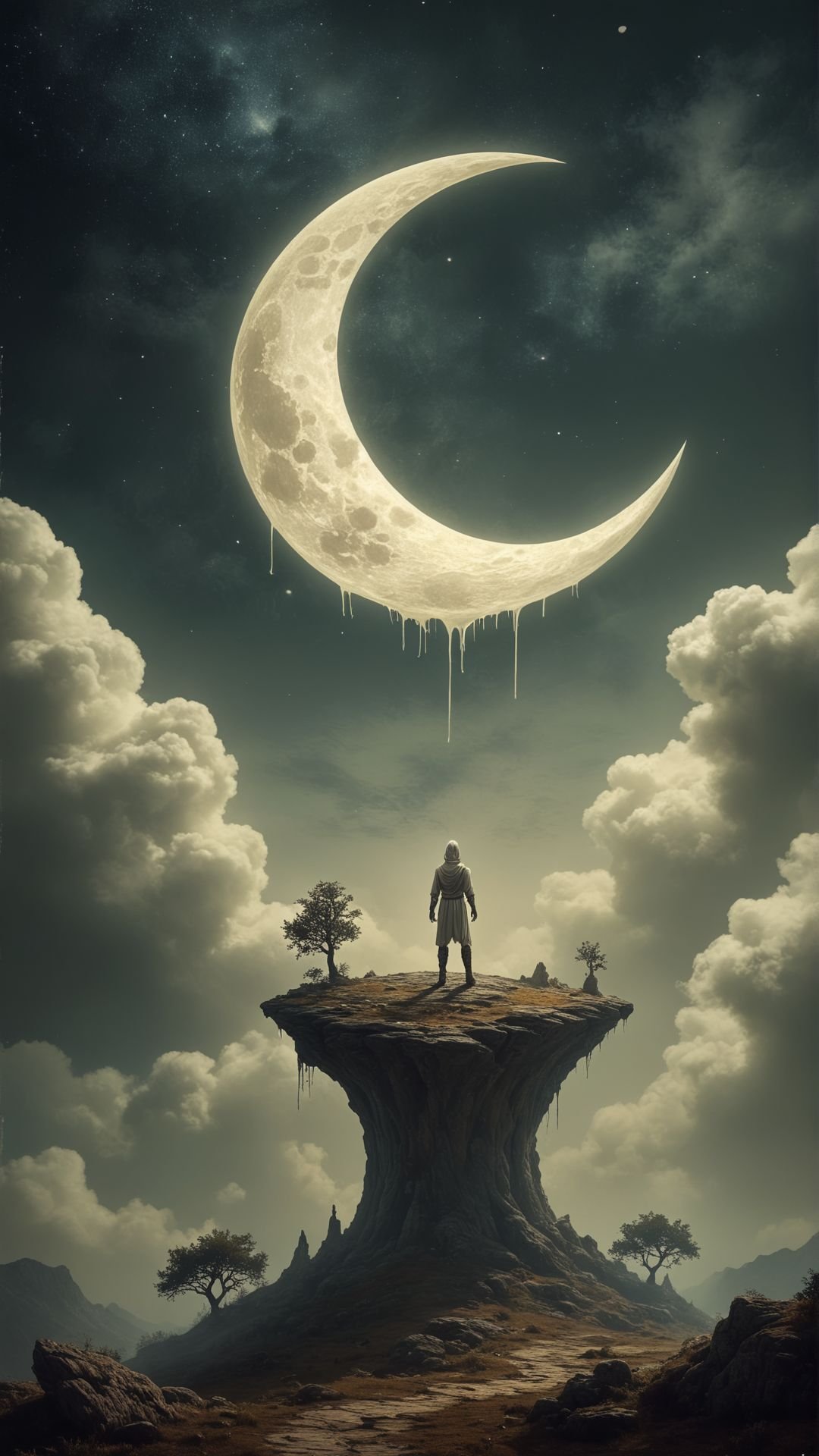 small centered composition, product shot, plain background, wallpaper art, in the center is an image of a ("The Moon of Aether":1.2) , stylized by Sabbas Apterus, (Tiago Hoisel:0.7) , funny, horror,<lora:MidjourneyV6.1:0.75>, midjourneyv6.1,<lora:aidma-Image Upgrader-v0.1:0.45>, <lora:aidmaFluxStyleXL-v0.2:0.35>, magical composition, creative, ambient atmosphere, polished