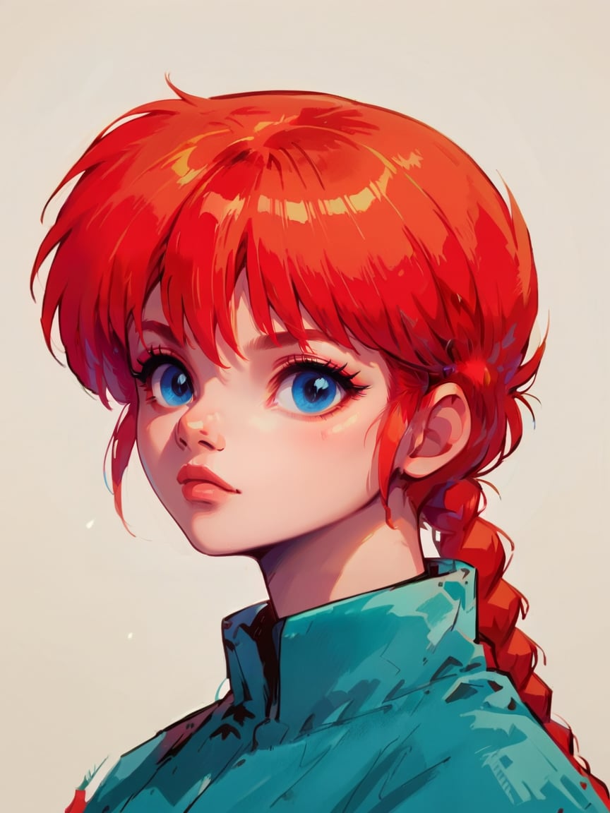 score_9, score_8_up, score_7_up, score_6_up, score_5_up, <lora:coacalinaXLP:1> coacalina, colourful,  <lora:RanmaXLP:1> ranma, red hair, 1girl, solo, blue eyes, braided ponytail