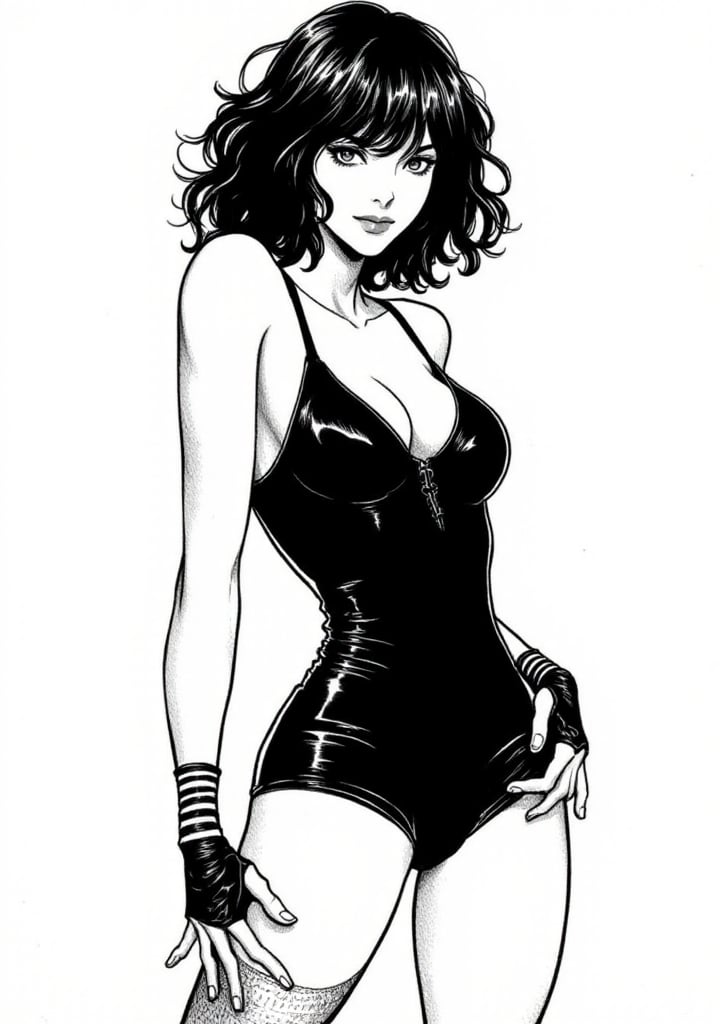 inksplat,  full body ink drawing of a beautiful woman with a subtle smile,  elegant clothes by loraonlyguy on Tensor.Art
