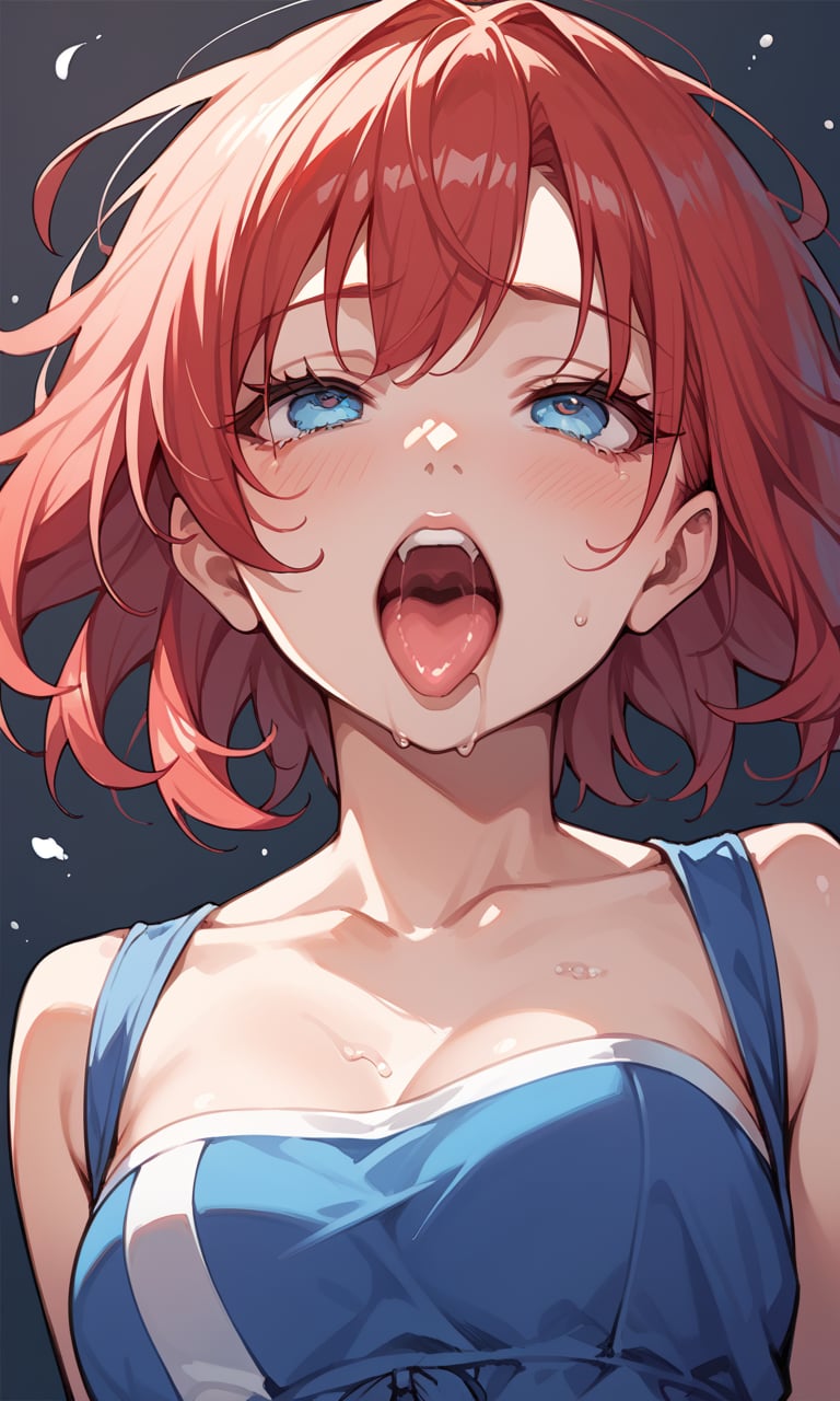 score_9, score_8_up, score_7_up, score_6_up, source_anime, BREAK, 1girl, solo, ahegao, blue eyes, red hair, dynamic angle