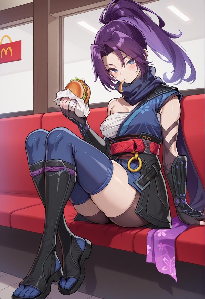 1girl,  high ponytail,  purple hair by Ttan on Tensor.Art