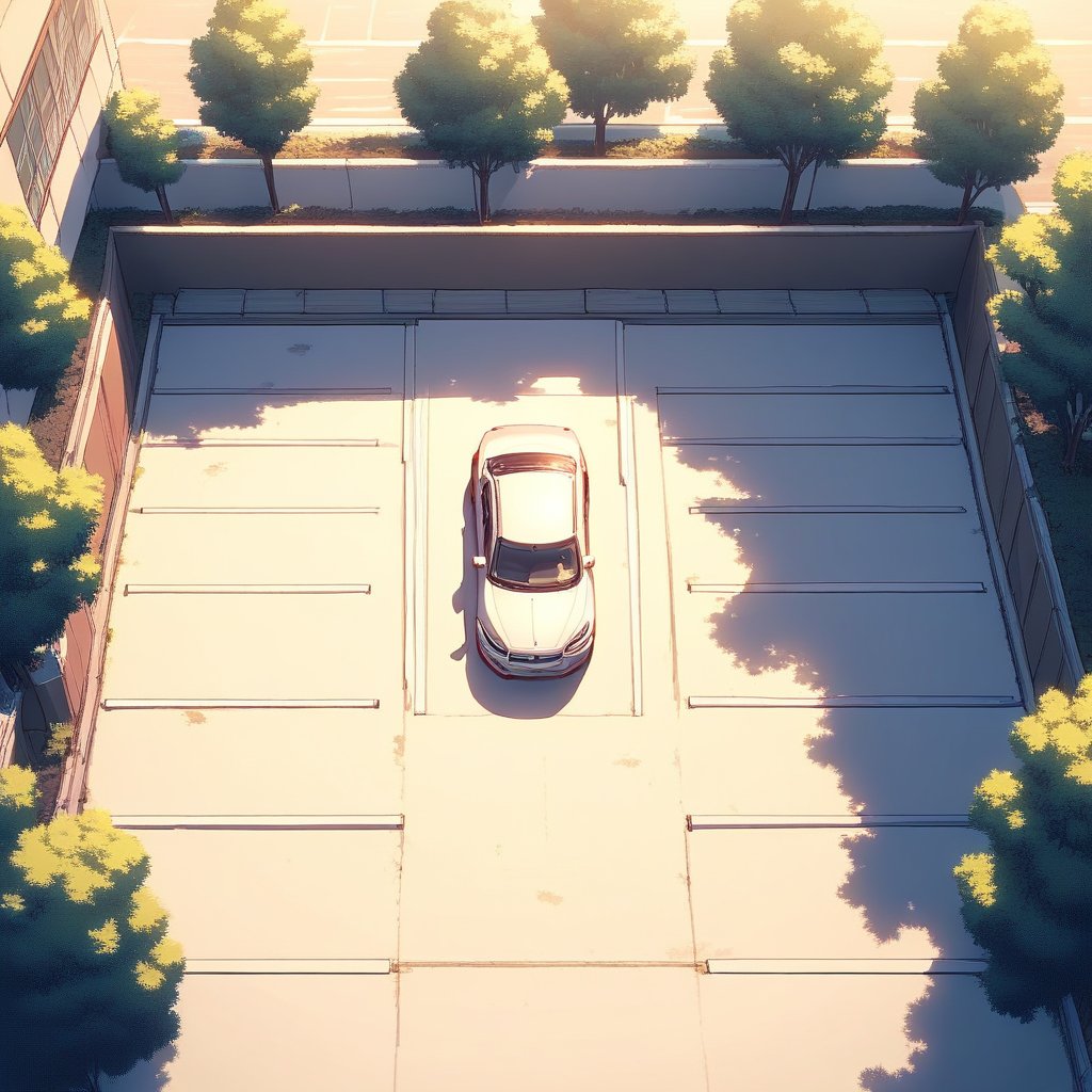 score_9, score_8_up, score_7_up, source_anime, rating_safe, CandiPL, parking lot focus, from above, negative space