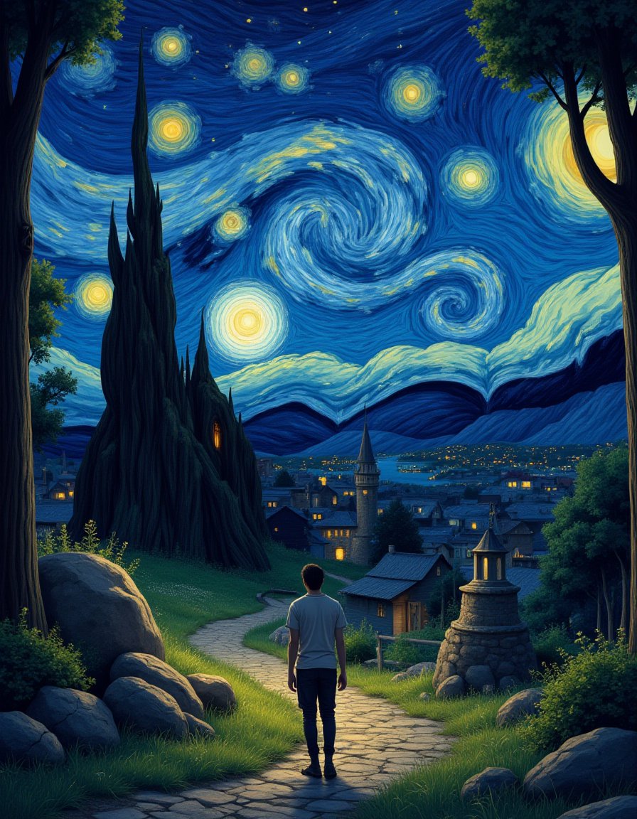 epic fantasy scene,van gogh style,max detailed,sharp,night,surreal,fantasy,ultra quality,8k,best quality,masterpiece,detailxl,midjourneyv6.1,