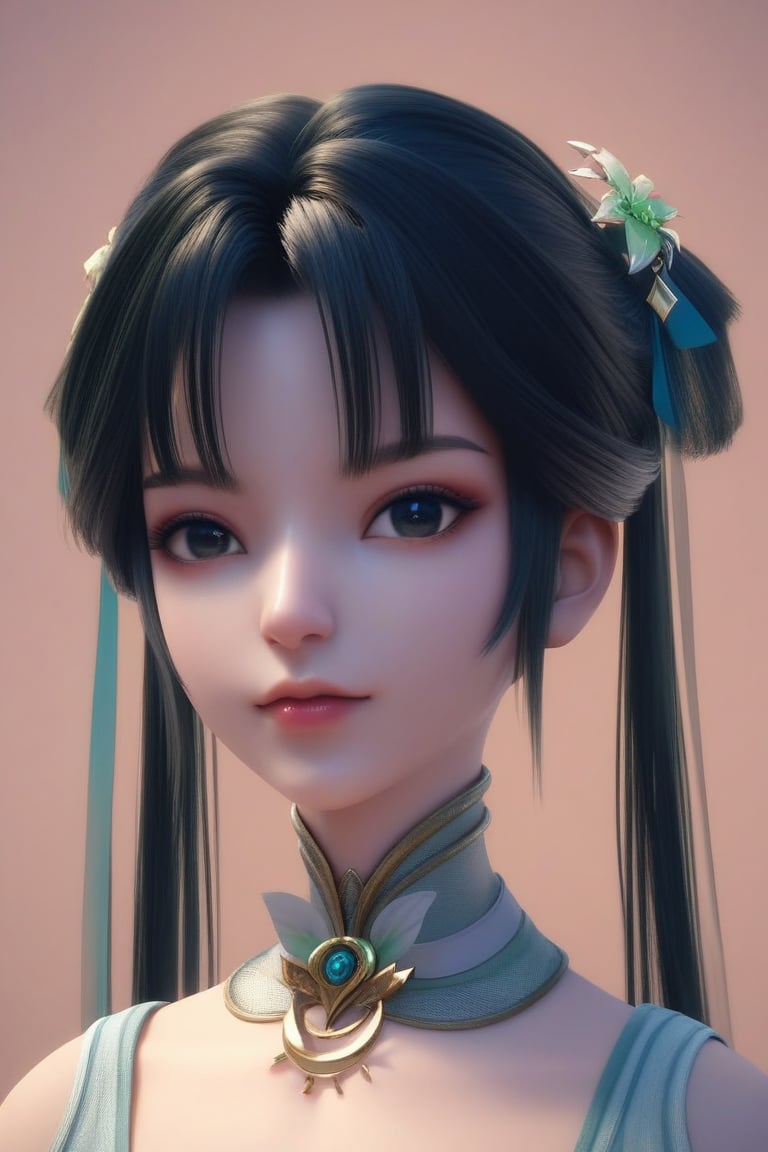 portrait,shiny_skin,looking at viewer,<lora:biyao:0.9>,black hair,hair ornament,twintails,, score_9, score_8_up, score_7_up,best quality, masterpiece, ultra-detailed, absurdres,1girl,