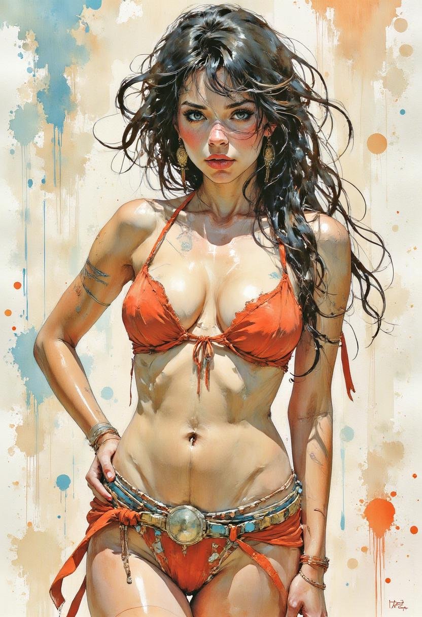 a watercolor painting of a sexy belly dancer by Adel_AI on Tensor.Art