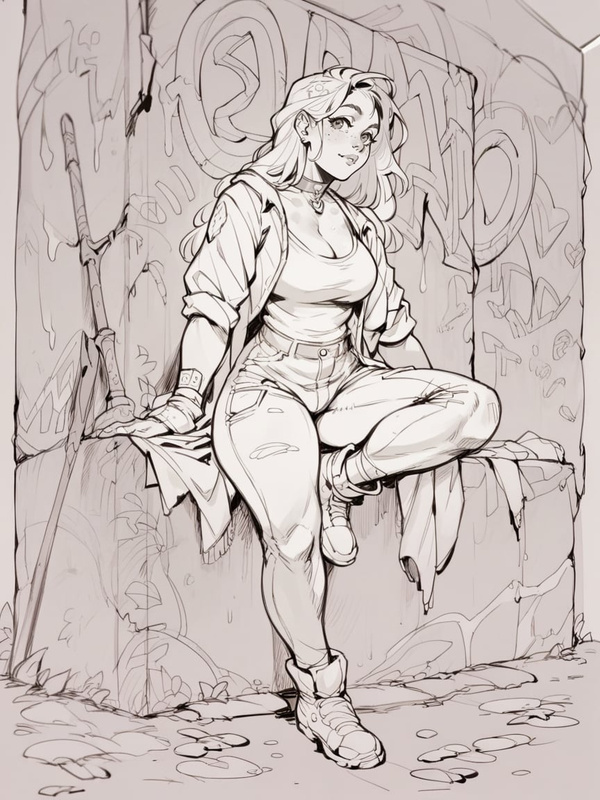 score_9, score_8_up, score_7_up, score_6_up, score_5_up, score_4_up, 1girl, long hair,  <lora:w3ssb3ch3rXLP:0.9> w3ssb3ch3r, sketch, curvy, graffiti, 