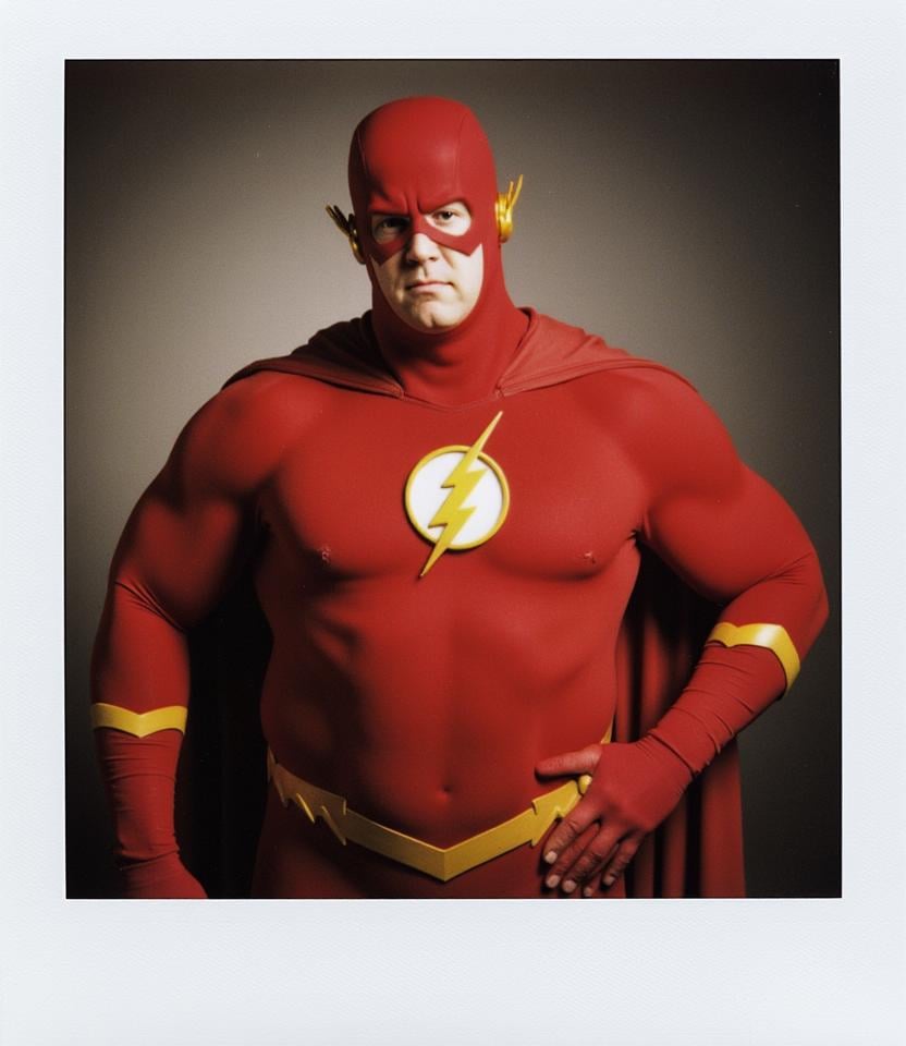 Polaroid of Peter griffin as the flash <lora:Polaroid_Flux:1.0><lora:ComfyUI_29956_:0>