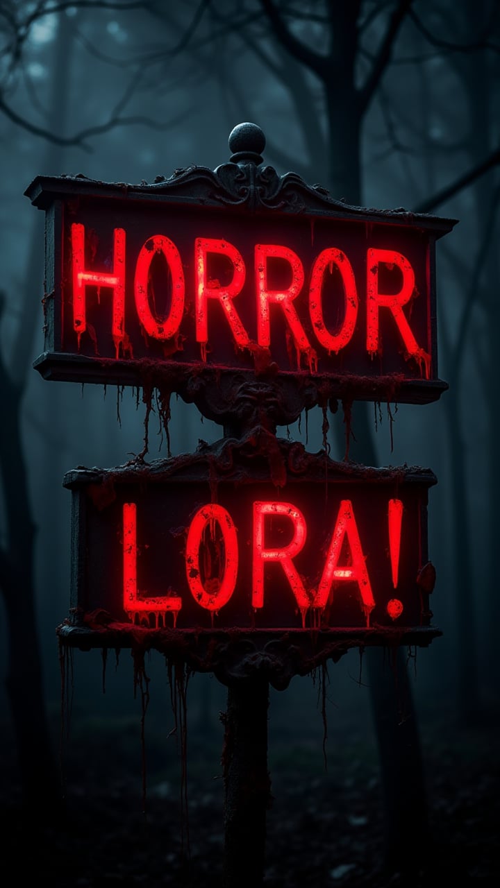 Huge Horror Sign with Text:"Horror Lora!"   , aidmaabdhr