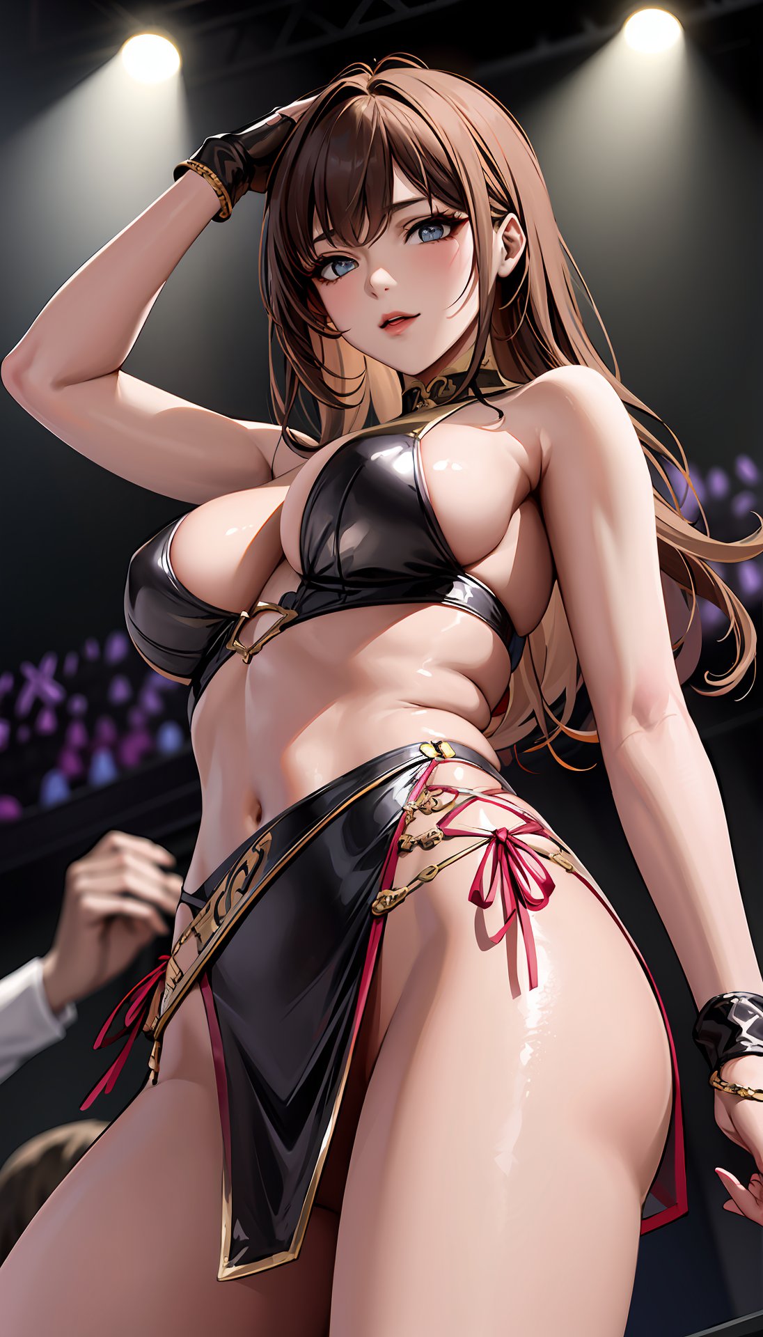 (best quality, masterpiece:1.2), ultra detailed,1girl,waist up shot,on stage,idol_costume, <lora:Idol Costume Ed3_v1:0.37>