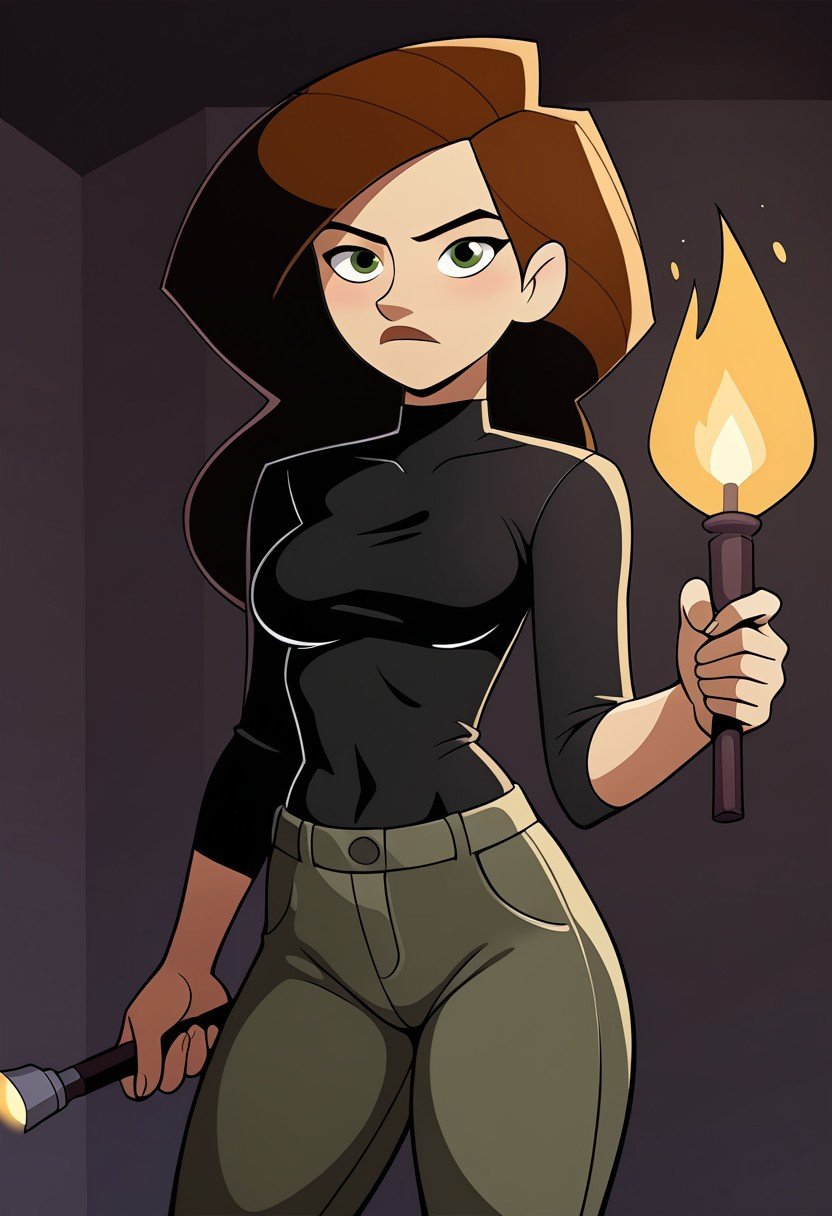 mangamaster,  kim possible,  black skintight shirt by Awawa on Tensor.Art