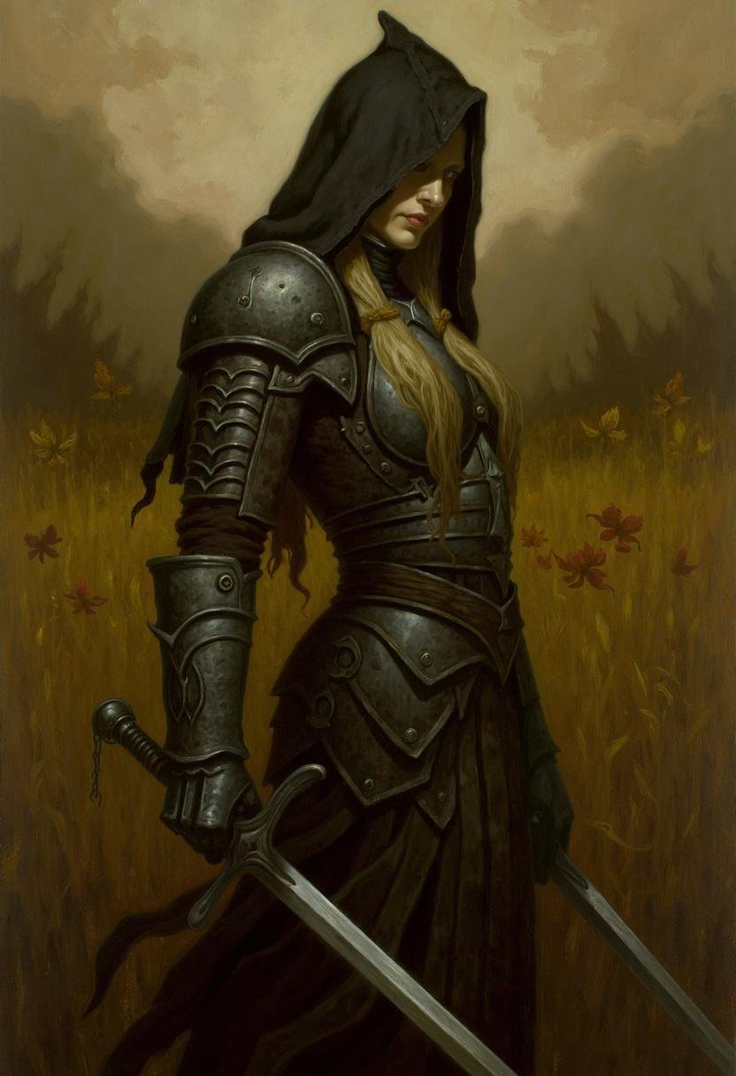 A closeup view of an atmospheric and powerful dark fantasy,  natural organic and impressionist classical-style painting of...