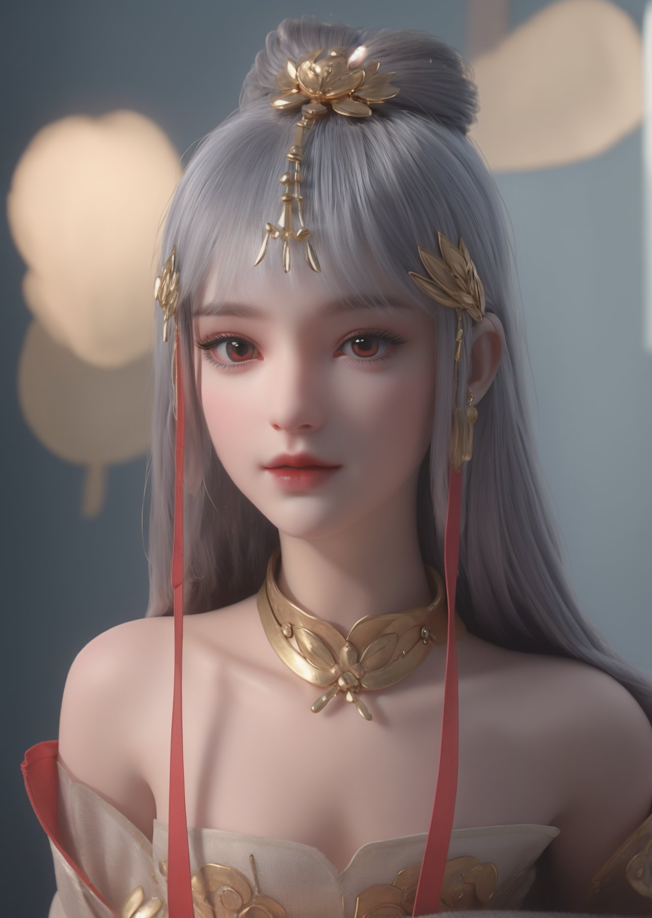 (looking_at_viewer:1.4),full_shot,bent_over,(v_arms:1.2),1girl,solo,dress,hair ornament,portiart,from front,masterpiece,(best quality),official art,extremely detailed cg 8k wallpaper,crystalstexture skin,(extremely delicate and beautiful),solo,realistic,photo_\(medium\),hiqcgbody,chinese background,eye-contact,(smile:0.8),jewelry,<lora:hipoly_3dcg_v7-epoch:0.3>,absurdres,incredibly absurdres,huge filesize,long hair,<lora:yutu_20231005070559:0.7>,