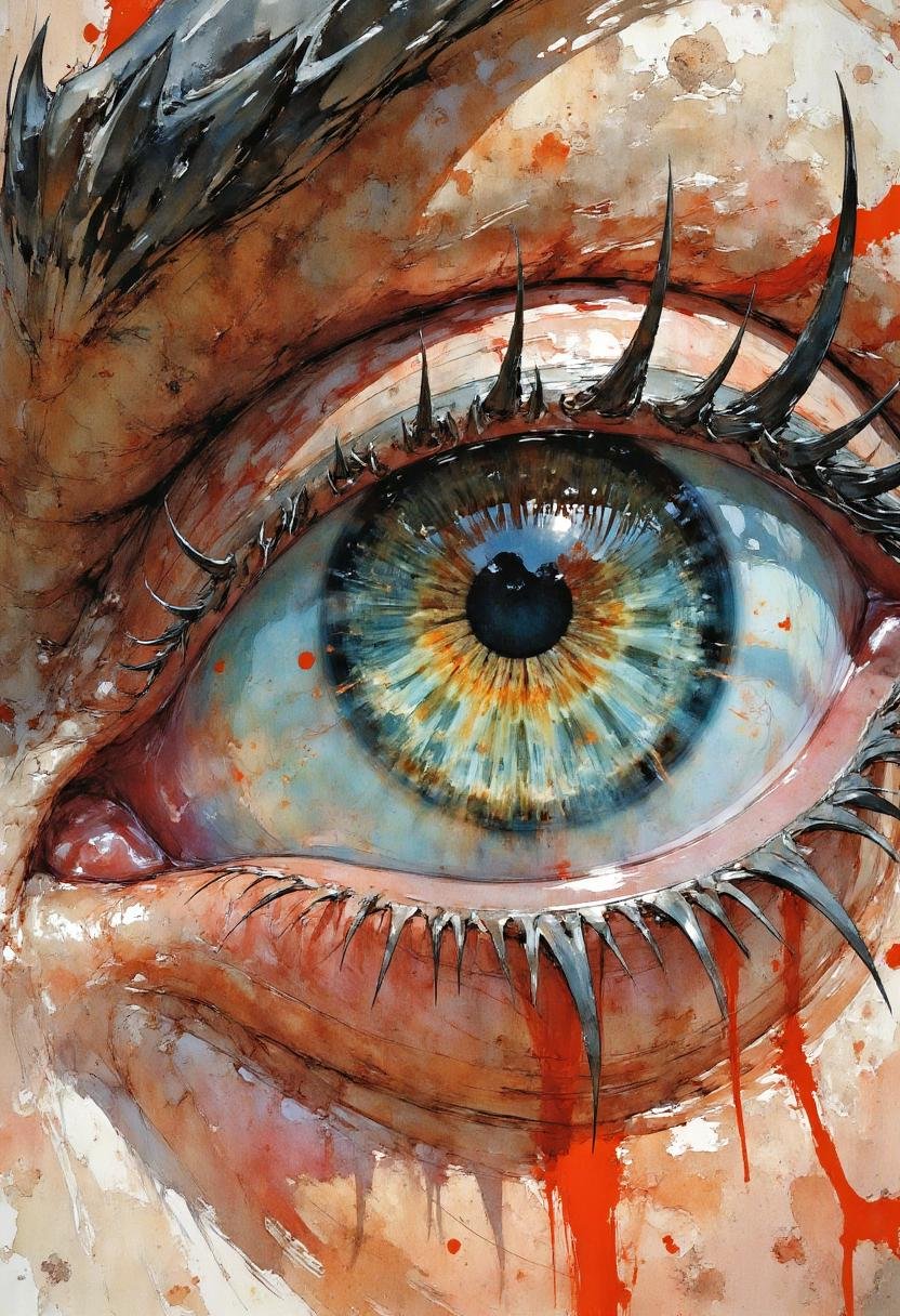 A watercolor painting of a macro shot of a demon eye,  high definition by Adel_AI on Tensor.Art