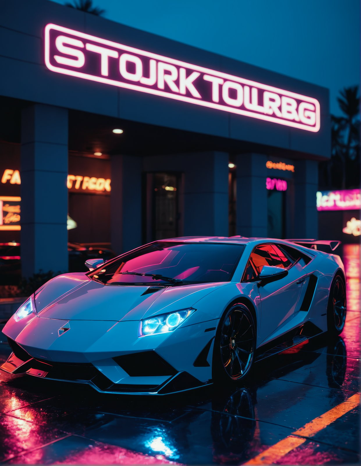 score_9, score_8_up, score_7_up closeup!! isometric macro photo of concept lamborghini futuristic super car on a reflective black floor, synthwave, neon, tron, hyper detailed, smooth, high contrast, volumetric lighting, golden ratio, octane,  vibrant rich deep color